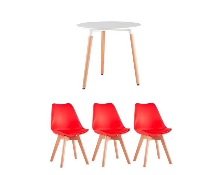 Купить Обеденная группа стол DST, 3 стула Frankfurt красный, Цвет: красный