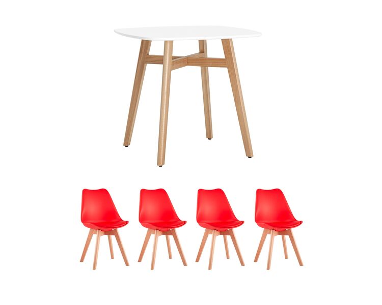 Купить Обеденная группа стол Target 80*80, 4 стула FRANKFURT красный, Цвет: красный