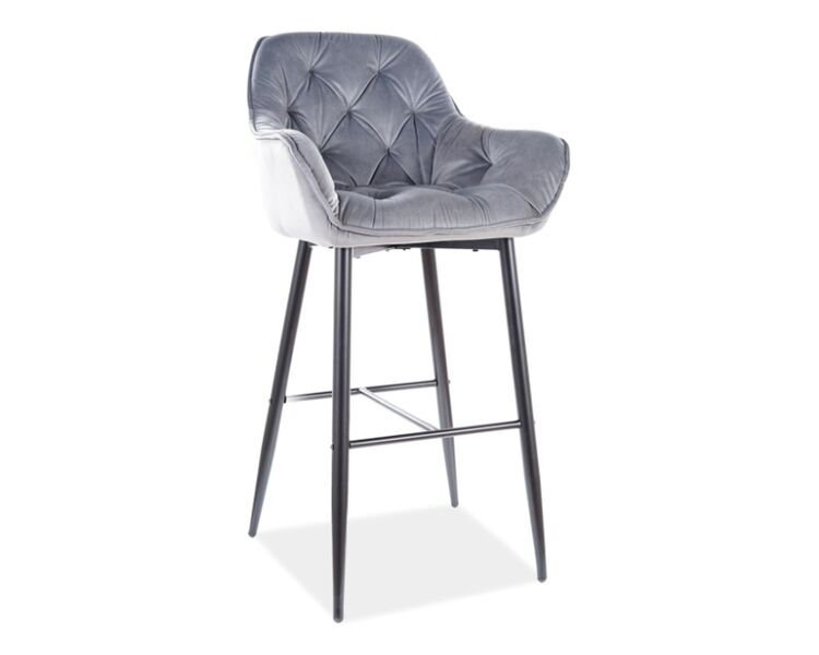 Купить Барный стул Signal CHERRY H-1 VELVET серый/черный, Цвет: серый