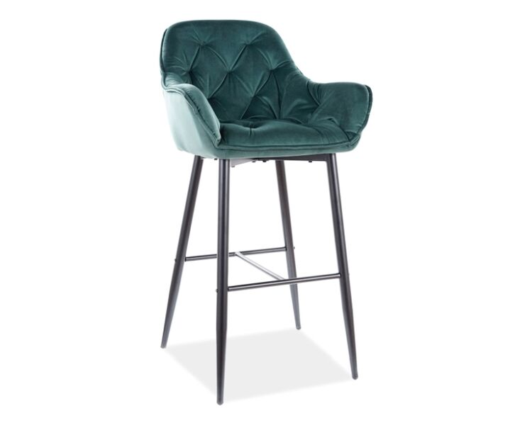 Купить Барный стул Signal CHERRY H-1 VELVET зеленый/черный, Цвет: зеленый