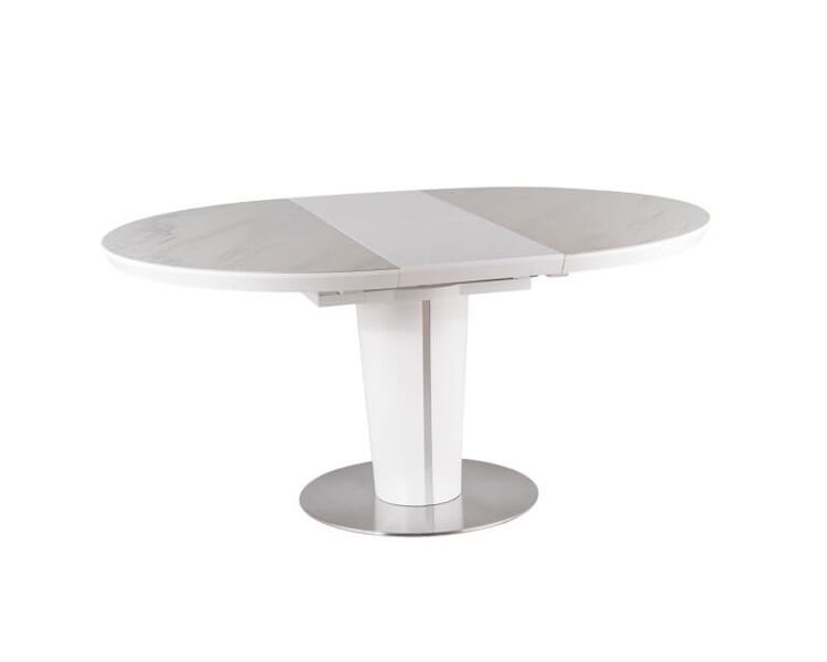 Купить Стол обеденный Signal ORBIT 120-160*120 раскладной белый керамический/белый матовый, Варианты цвета: керамический/белый, Варианты размера: 120-160 x 120