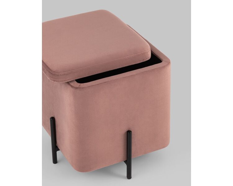 Купить Пуф Грейс квадрат с ящиком велюр пыльно-розовый, Цвет: пыльно-розовый, фото 5