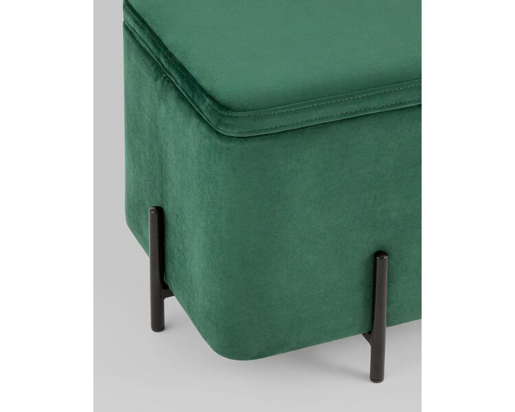 Купить Пуф Грейс квардрат с ящиком велюр зелёный, Цвет: зеленый, фото 6