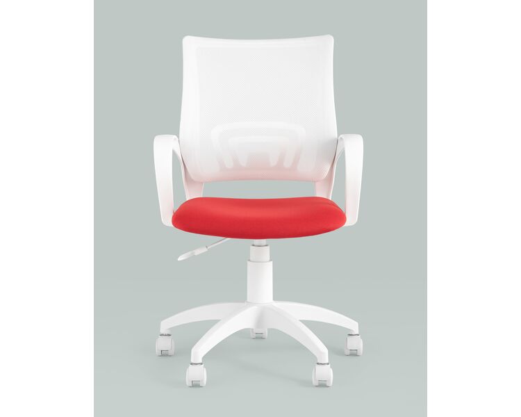 Купить Кресло оператора Topchairs ST-BASIC-W красное сиденье белая спинка, фото 5