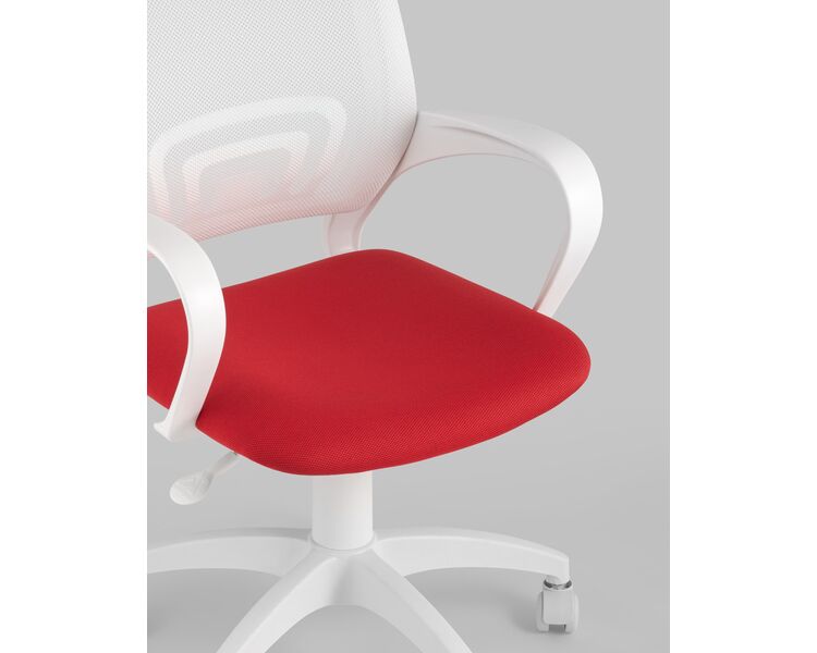 Купить Кресло оператора Topchairs ST-BASIC-W красное сиденье белая спинка, фото 9