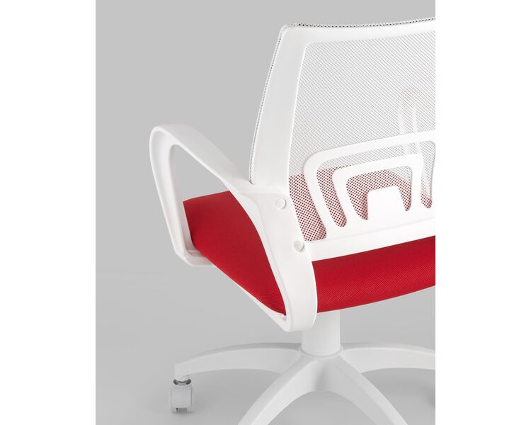Купить Кресло оператора Topchairs ST-BASIC-W красное сиденье белая спинка, фото 8