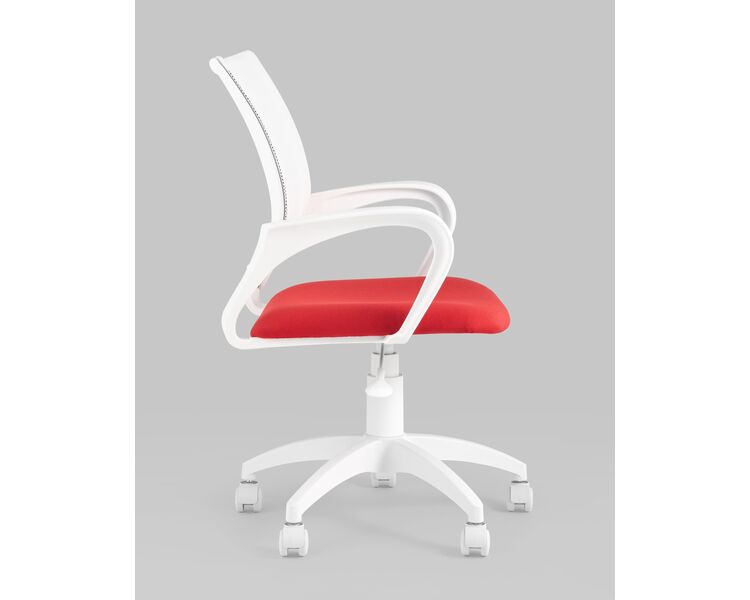 Купить Кресло оператора Topchairs ST-BASIC-W красное сиденье белая спинка, фото 4
