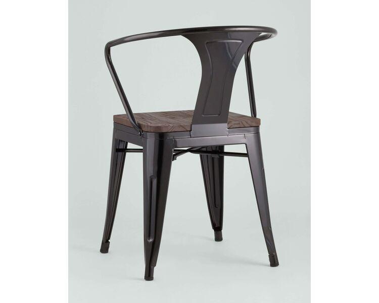Купить Стул-кресло Tolix Arm Dark Wood черный, Цвет: черный, фото 5