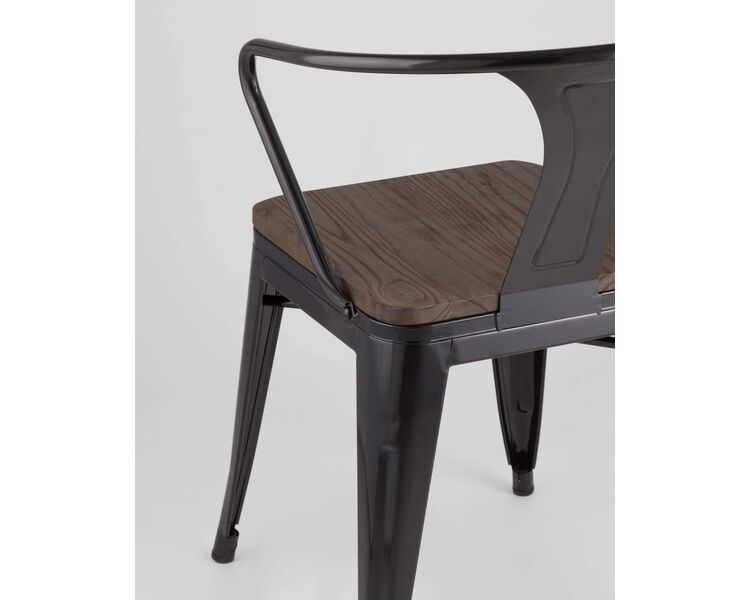 Купить Стул-кресло Tolix Arm Dark Wood черный, Цвет: черный, фото 8