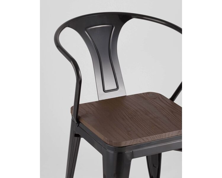Купить Стул-кресло Tolix Arm Dark Wood черный, Цвет: черный, фото 7