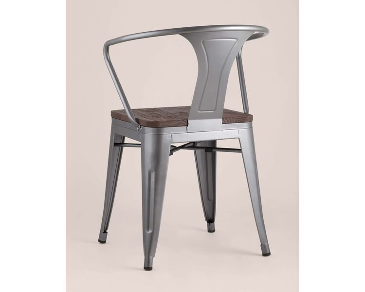 Купить Стул-кресло Tolix Arm Dark Wood серый, Цвет: стальной, фото 5