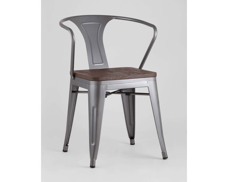 Купить Стул-кресло Tolix Arm Dark Wood серый, Цвет: стальной, фото 2