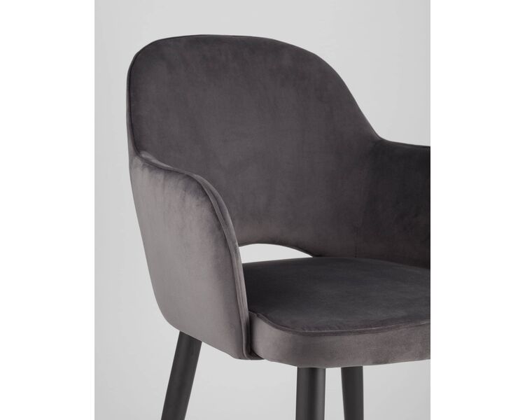 Купить Обеденная группа стол Clyde бетон/белый, стулья Венера велюр серые, Цвет: серый, фото 9
