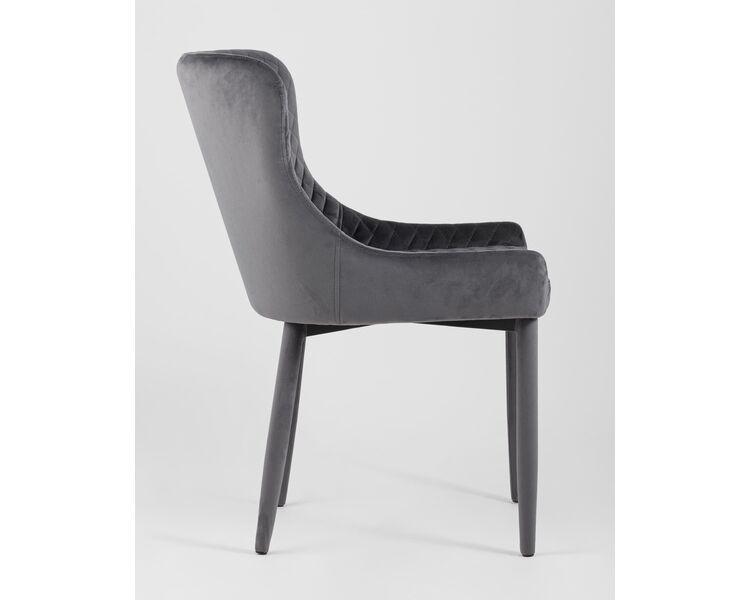 Купить Обеденная группа стол Clyde бетон/белый, стулья Ститч серые с велюровыми ножками, Цвет: серый-3, фото 5