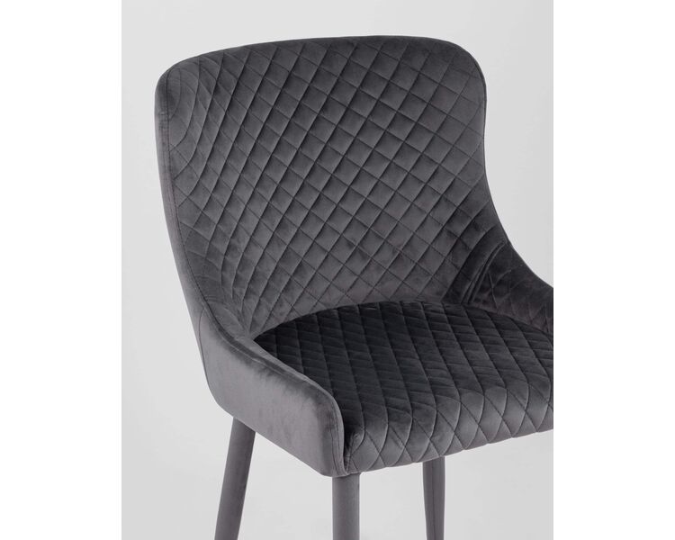 Купить Обеденная группа стол Clyde бетон/белый, стулья Ститч серые с велюровыми ножками, Цвет: серый-3, фото 9