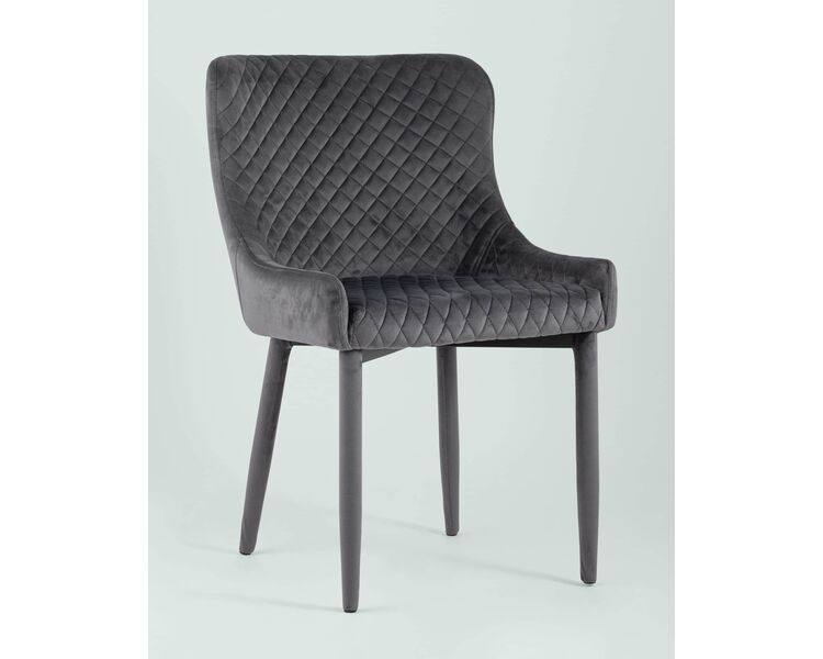 Купить Обеденная группа стол Clyde бетон/белый, стулья Ститч серые с велюровыми ножками, Цвет: серый-3, фото 4