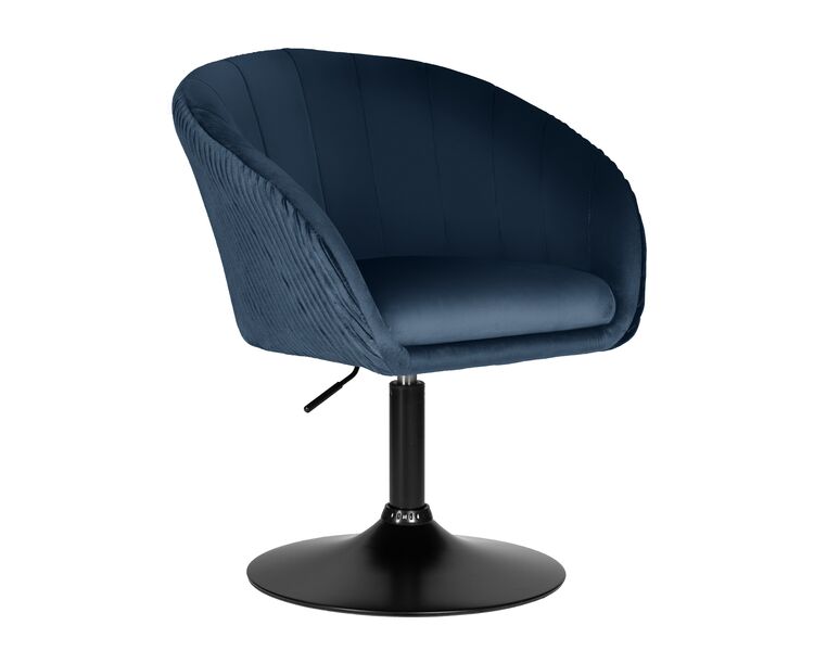 Купить Кресло дизайнерское DOBRIN EDISON BLACK (синий велюр (1922-20)) велюр синий/черный