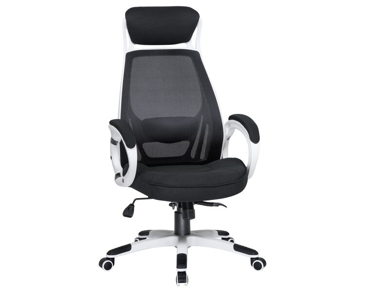 Купить Офисное кресло для руководителей DOBRIN STEVEN WHITE (белый пластик, чёрная ткань) черный/черный