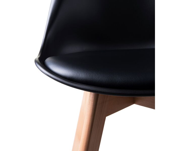 Купить Стул обеденный DOBRIN JERRY SOFT (ножки светлый бук, цвет сиденья чёрный (B-03)) пластик черный/натуральный, фото 7