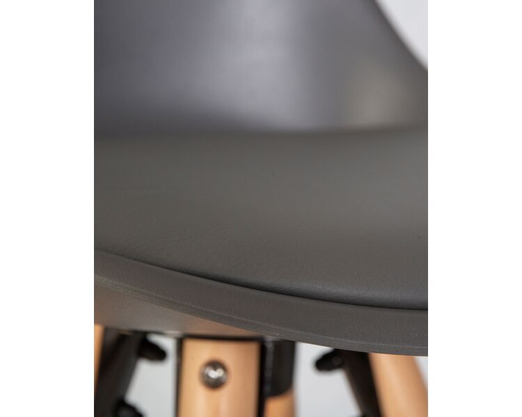 Купить Стул полубарный DOBRIN RONNI (ножки светлый бук, тёмно-серый (GR-04)) экокожа Тёмно-серый/натуральный, фото 9