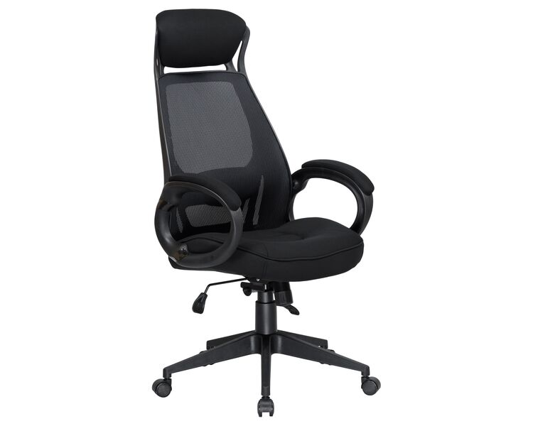 Купить Офисное кресло для руководителей DOBRIN STEVEN BLACK (чёрный пластик, чёрная ткань) черный/черный, фото 2