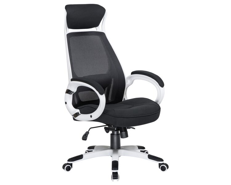 Купить Офисное кресло для руководителей DOBRIN STEVEN WHITE (белый пластик, чёрная ткань) черный/черный, фото 2