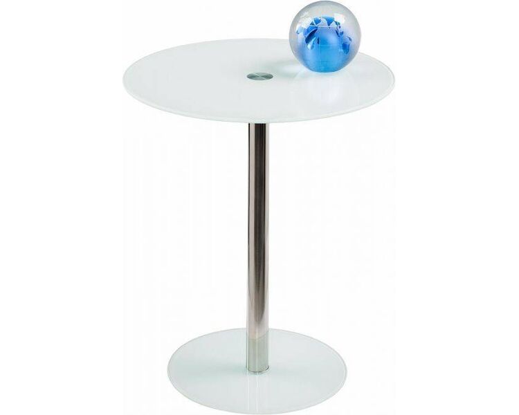 Купить Стол кофейный Sing круглый, металл, стекло, 42 x 42 см, Варианты цвета: белый