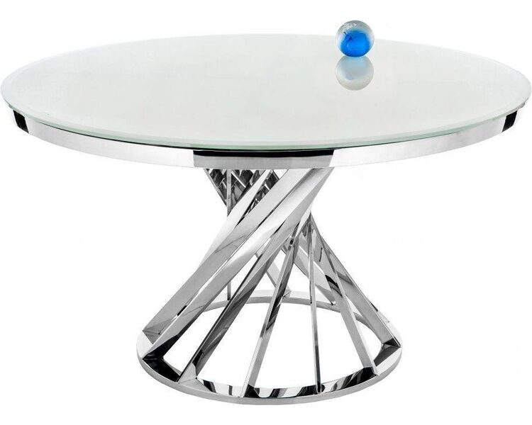 Купить Стол Twist CH круглый, металл, стекло, 130 x 130 см, Варианты цвета: белый