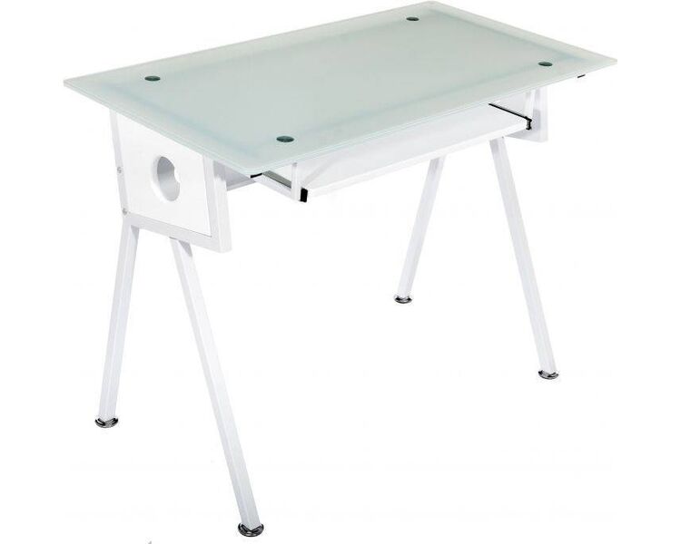 Купить Стол компьютерный Rubin White прямоугольный, металл, стекло, 100 x 53 см