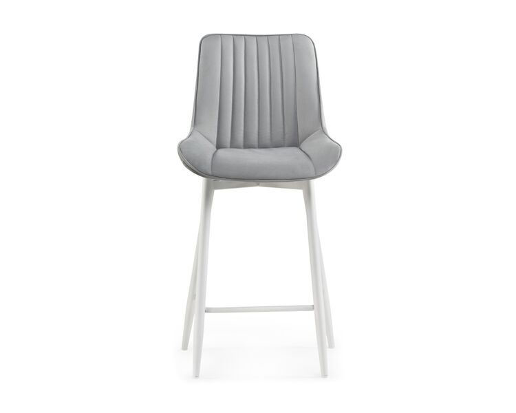 Купить Барный стул Седа велюр светло-серый / белый, Цвет: серый, фото 2
