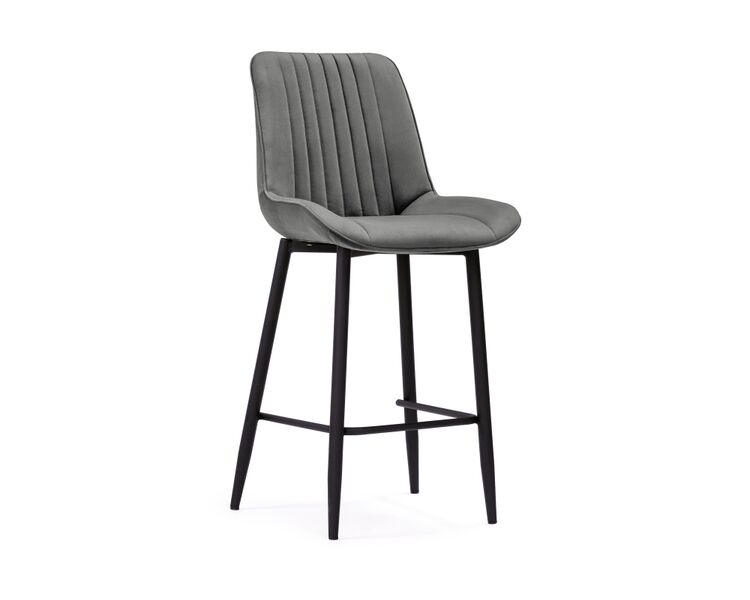Купить Барный стул Седа велюр темно-серый  / черный, Цвет: серый