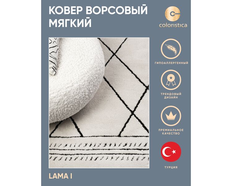 Купить Турецкий ковер LAMA I BONE/BLACK, Варианты размера: 160 x 230, фото 4