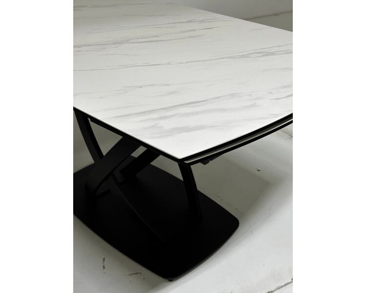 Купить Стол FOGGIA 140 KL-99 Белый мрамор матовый, итальянская керамика/ черный каркас, Варианты цвета: белый мрамор, Варианты размера: , фото 2