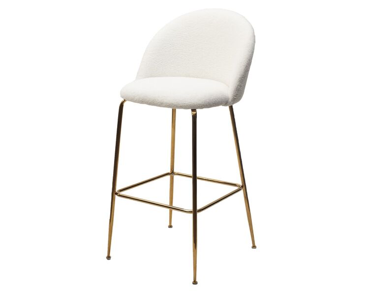 Купить Барный стул GLADE NINI-01 Белый, teddy  золотой каркас Искусственная шерсть Белый/Золотой, Цвет: белый