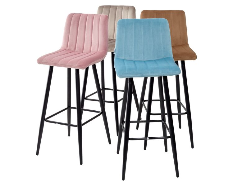 Купить Барный стул DERRY G108-17 живой коралл, велюр Велюр Коралл/Чёрный, Цвет: розовый, фото 3