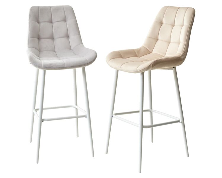 Купить Барный стул ХОФМАН, цвет H-09 Светло-серый, велюр белый каркас Велюр Светло-серый/Белый, Цвет: светлый, фото 5