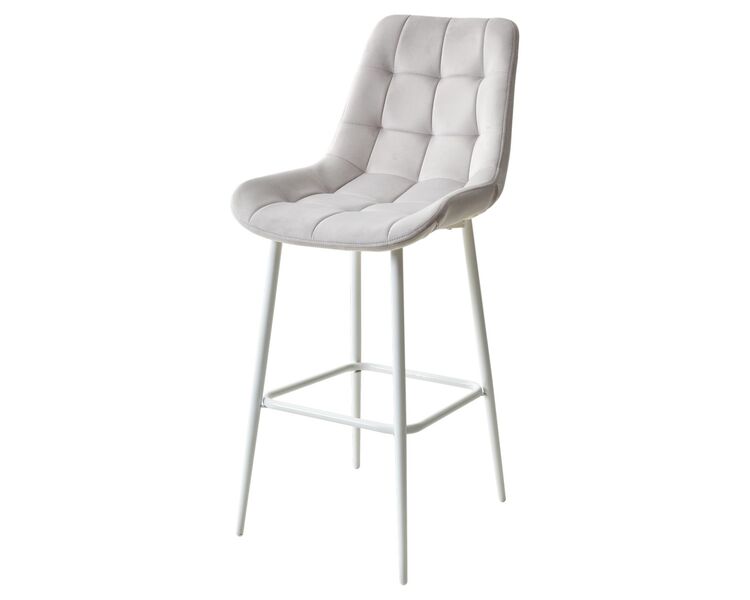 Купить Барный стул ХОФМАН, цвет H-09 Светло-серый, велюр белый каркас Велюр Светло-серый/Белый, Цвет: светлый