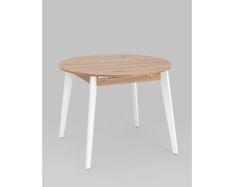 Купить Обеденная группа стол Rondo дуб/белый, 4 стула Style DSW бежевый, Цвет: Бежевый-3, фото 2