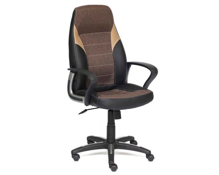 Купить Компьютерное кресло INTER кож/зам/флок/ткань, коричневый, 36-36/6/TW-24 черный/черный, Цвет: черный/коричневый