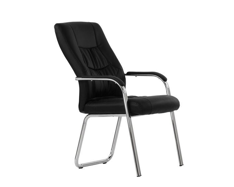 Купить Кресло Barneo K-15 для посетителей и переговорных черный черный/хромированный металл, Цвет: черный