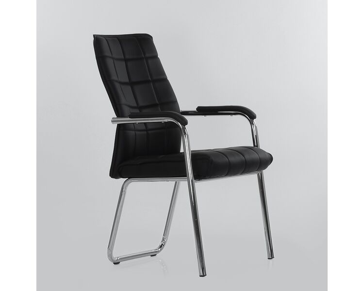 Купить Кресло Barneo K-14 для посетителей и переговорных черный черный/хромированный металл, Цвет: черный, фото 3