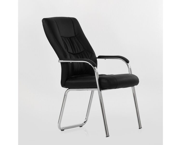 Купить Кресло Barneo K-15 для посетителей и переговорных черный черный/хромированный металл, Цвет: черный, фото 3