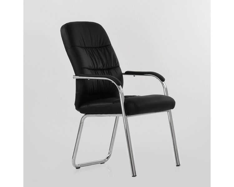 Купить Кресло Barneo K-16 для посетителей и переговорных черный черный/хромированный металл, Цвет: черный, фото 3