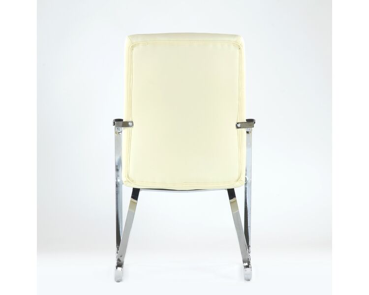 Купить Кресло Barneo K-25 для посетителей и переговорных, хром, бежевая кожа бежевый/хромированный металл, Цвет: бежевый, фото 4