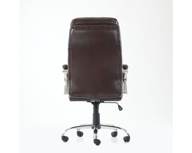 Купить Кресло Barneo K-58 для руководителя коричневая кожа, газлифт 3кл, PU-R57 коричневый/хромированный металл, Цвет: коричневый, фото 4