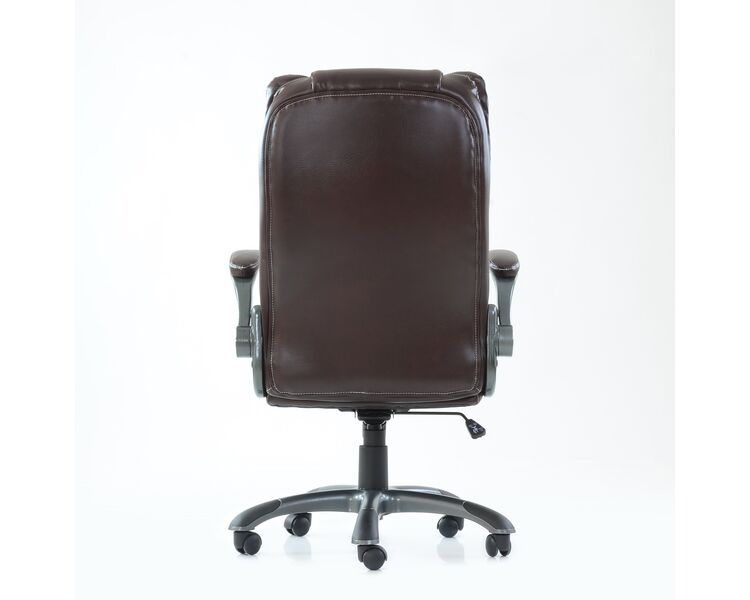 Купить Кресло Barneo K-24 для руководителя коричневая кожа, газлифт 3кл, PU-R57 коричневый/серый, Цвет: коричневый, фото 4