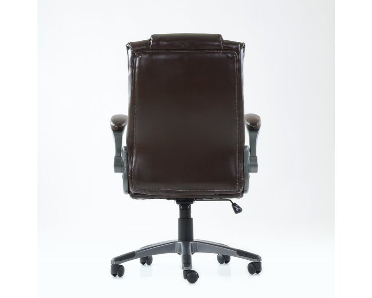 Купить Кресло Barneo K-44 для руководителя коричневая кожа, газлифт 3кл, PU-R57 коричневый/серый, Цвет: коричневый, фото 4
