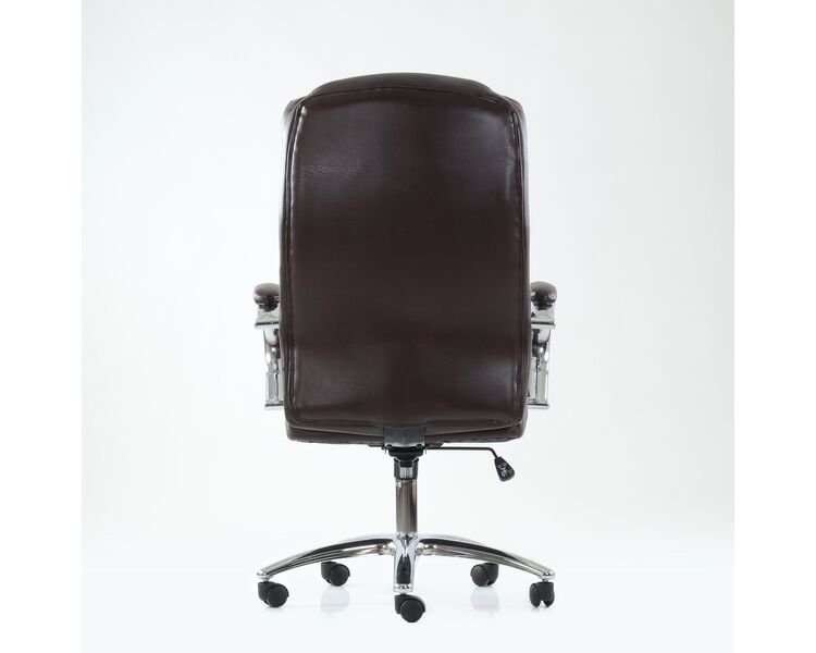 Купить Кресло Barneo K-45 для руководителя коричневая кожа, газлифт 3кл, PU-R57 коричневый/хромированный металл, Цвет: коричневый, фото 4