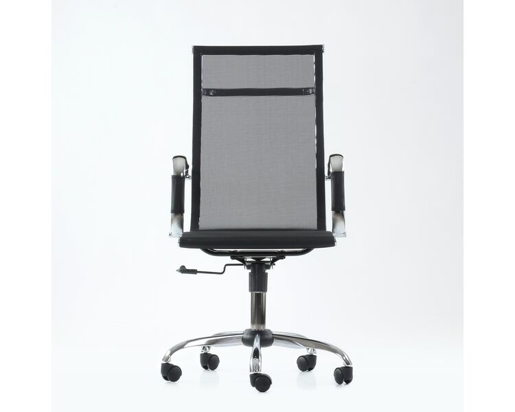 Купить Кресло Barneo K-111H для персонала черная сетка, газлифт 3кл черный/хромированный металл, Цвет: черный, фото 2