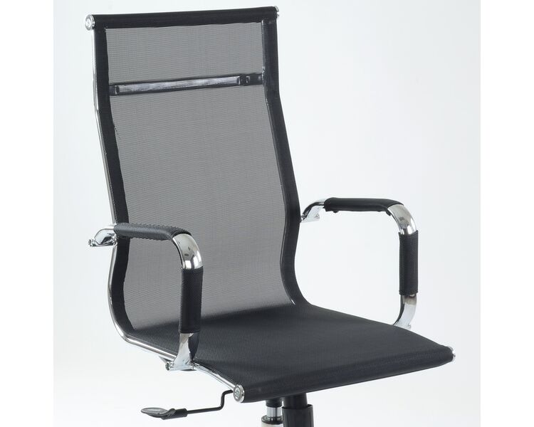 Купить Кресло Barneo K-111H для персонала черная сетка, газлифт 3кл черный/хромированный металл, Цвет: черный, фото 5